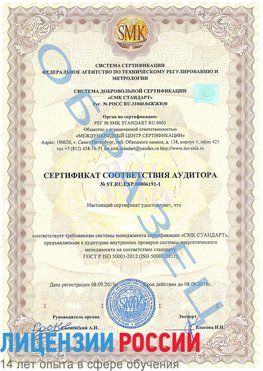 Образец сертификата соответствия аудитора №ST.RU.EXP.00006191-1 Пущино Сертификат ISO 50001